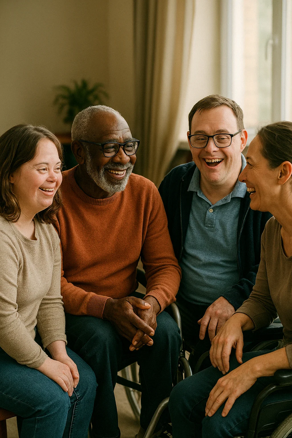 Des résidents discutant avec bienveillance