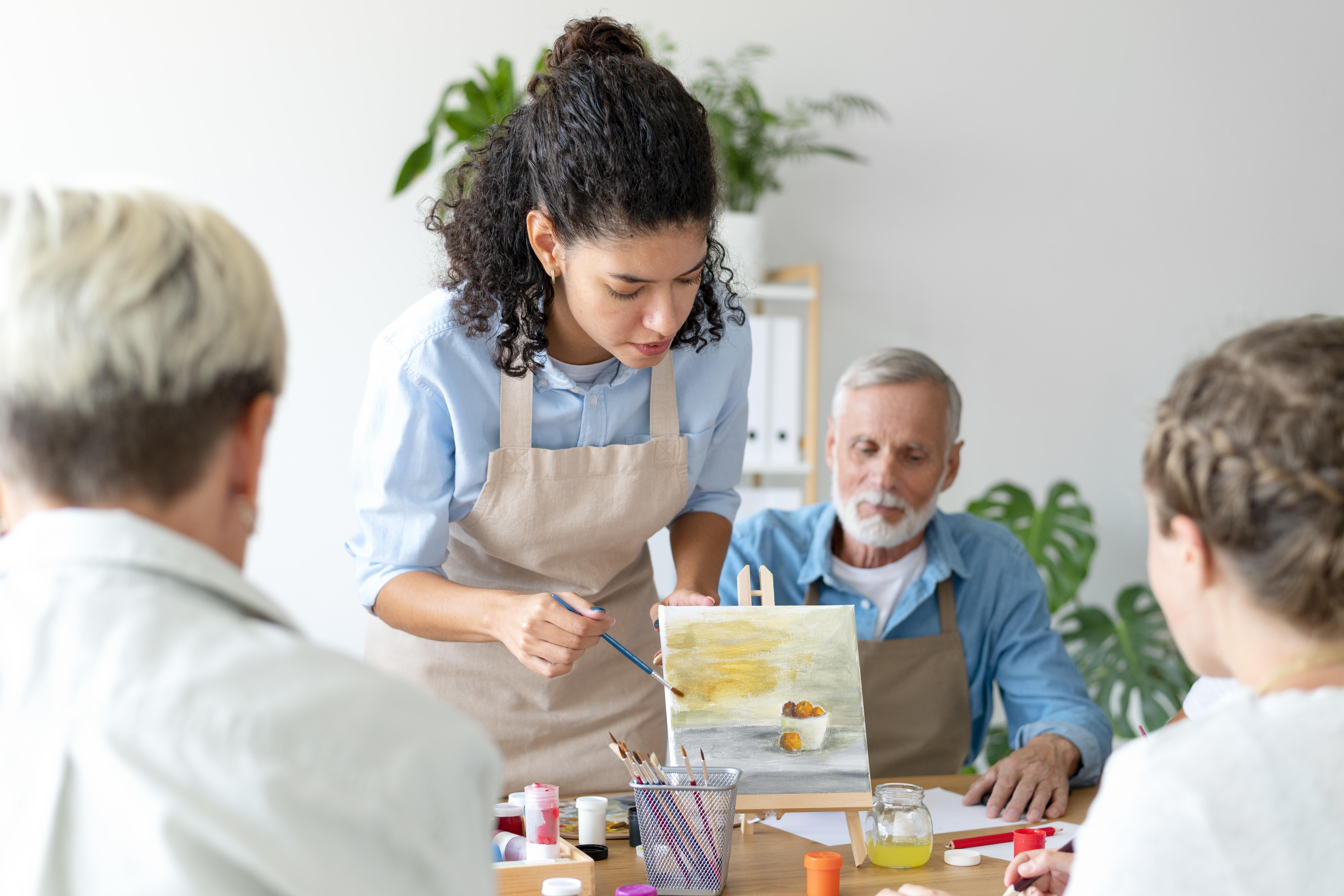 Atelier peinture avec les résidents